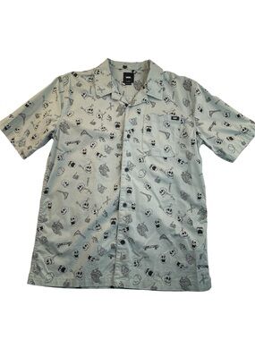 Van’s Skeleton Camp Shirt In Iceberg Green Kids’ size X-Large